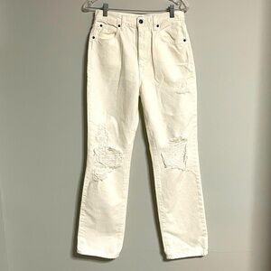 SLVRLAKE London White Destructed Jeans 28 Straight Leg 100% Cotton USA $289